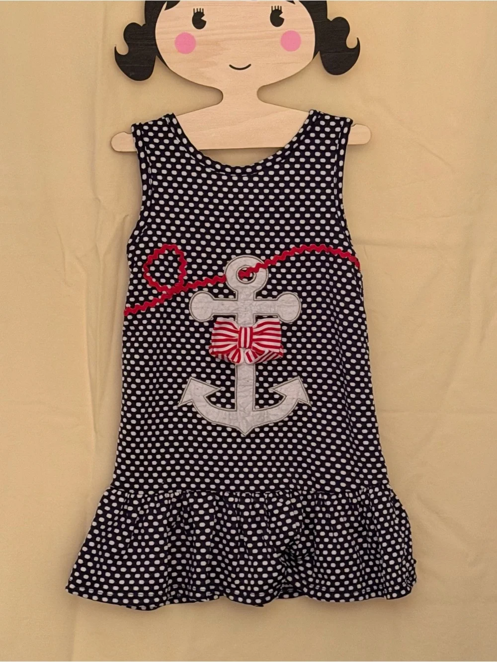 Sweet Heart Rose Blue & White Dots Nautical Theme Dress. Sz 3